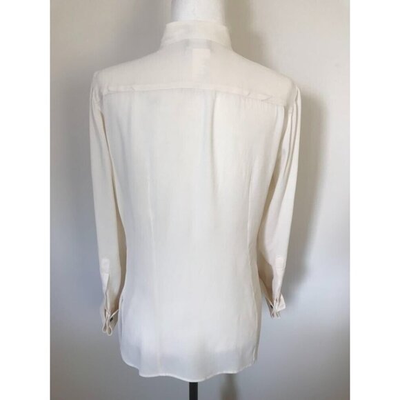 GIORGIO ARMANI 100% Silk French Cuff Tuxedo Blouse Ivory Size 46 Fits US 10-12 - Picture 5 of 9